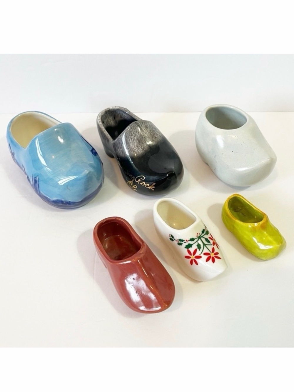 Vintage Dutch Holland Ceramic Clogs Shoe Pottery Miniatures Tulip Festival Lot 6